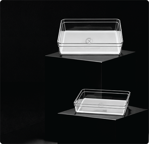 Stacked rectangular glass containers